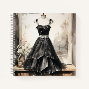 Vintage Blüte: Kleines schwarzes Kleid LBD Leere Notizbuch
