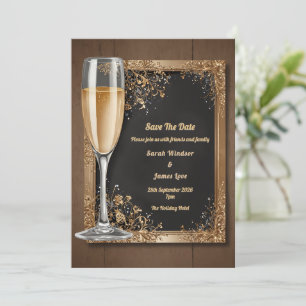 Vintage Blüte mit Champagner Toast Einladung