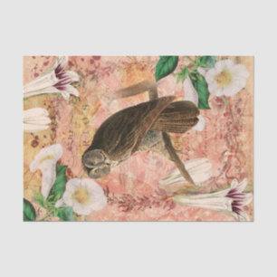 Vintage Blüte mit Eule Seidenpapier