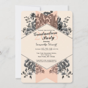 Vintage Blüte und Streifen Einladung