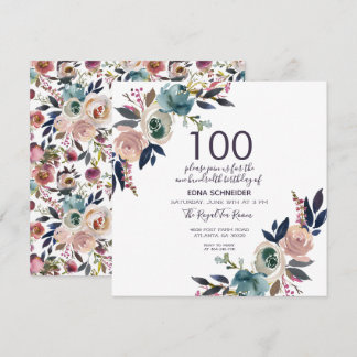 Vintage Blüten | 100. Geburtstag Einladung