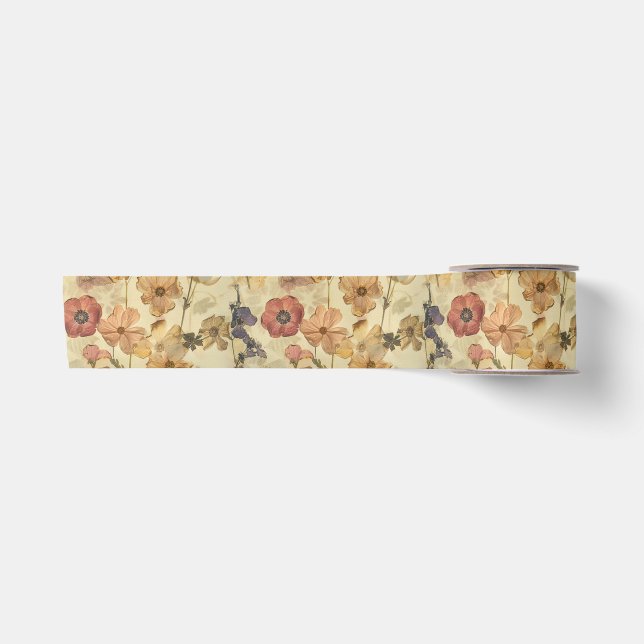 Vintage Blüten Satinband (Vorderseite)