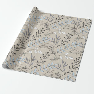 Vintage Blüten und Libellen Geschenkpapier