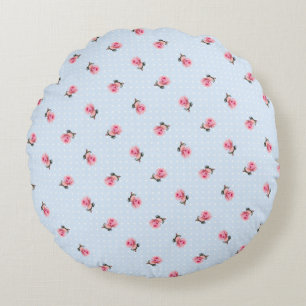 Vintage Blüten und Punkte Rundes Kissen