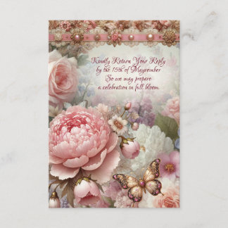 Vintage Blütenblume-RSVP-Karte Begleitkarte