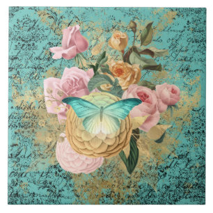 Vintage BlütenBouquet Fliese