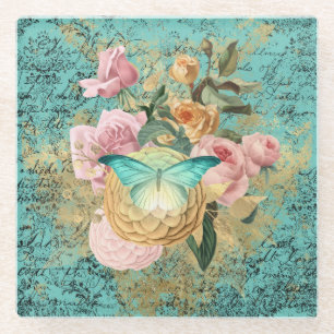 Vintage BlütenBouquet Glasuntersetzer