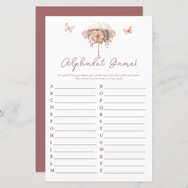 Vintage Blütendusche Alphabet (Vorne/Hinten)