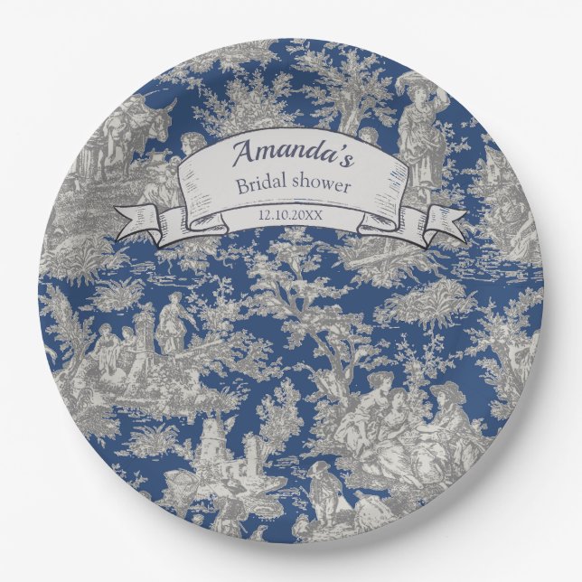 Vintage Blütendusche Pappteller (Vorderseite)