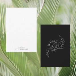 Vintage Blütendusche Schwarz/Weiß Vielen Dank Dankeskarte