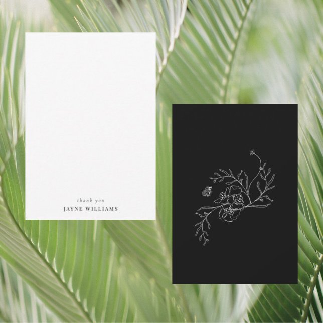 Vintage Blütendusche Schwarz/Weiß Vielen Dank Dankeskarte (Von Creator hochgeladen)