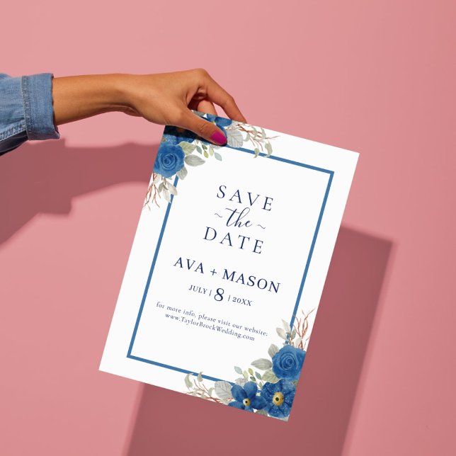 Vintage Blütenhochzeit Einladung (Vintage blue watercolour floral wedding Supplies)