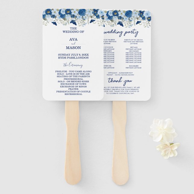 Vintage Blütenhochzeit Fächer (Vorne und Hinten)