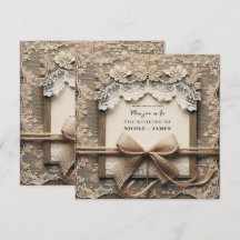 Vintage Blütenlace Burlap Bow Rustikale Hochzeit