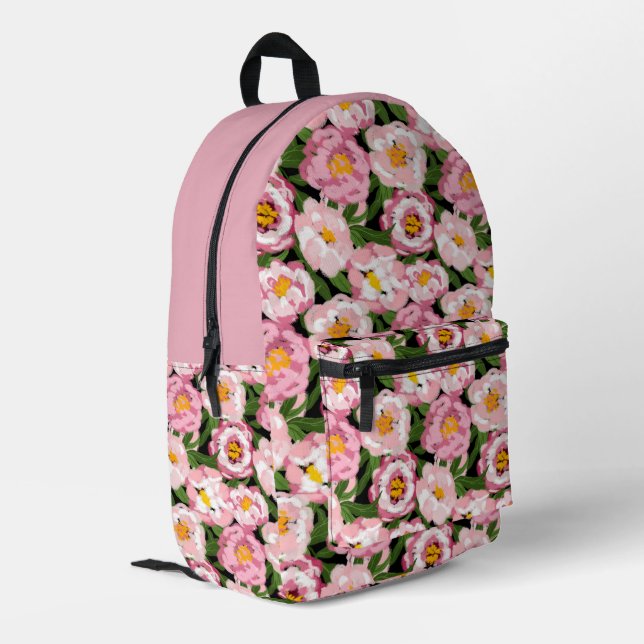 Vintage Blütenperle Bedruckter Rucksack (Rückseitige Ecke links)