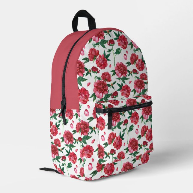 Vintage Blütenperle Bedruckter Rucksack (Rückseitige Ecke links)