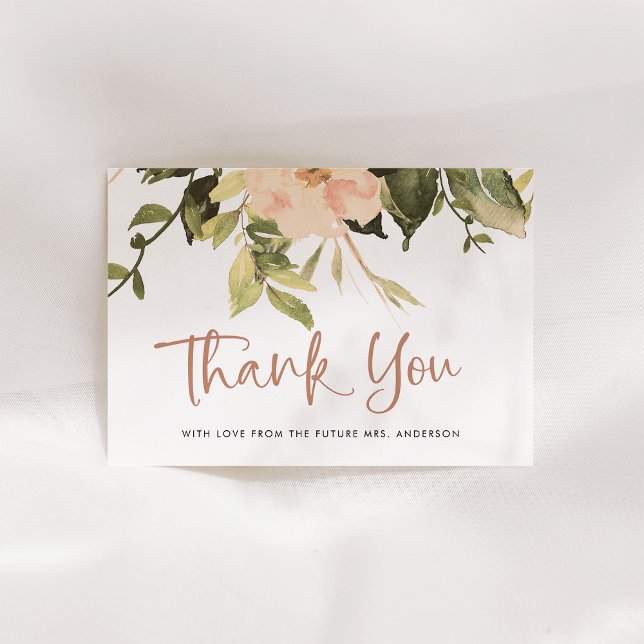 Vintage Blütenstände | Elegantes Brautparty Dankeskarte (Elegant watercolor peony flowers decorate this lovely bridal shower thank you card)