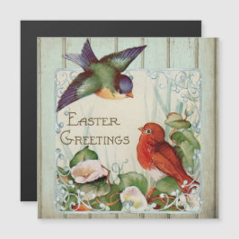 Vintage Blütenvögel Ostern Magnetkarte