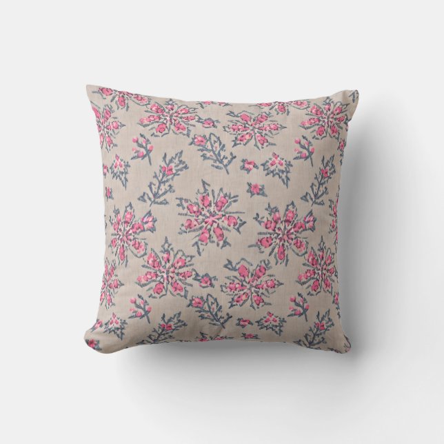 Vintage blutrosa Blume Kissen Kissen (Vorderseite)