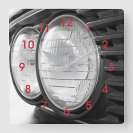Vintage BMW-Scheinwerfer Quadratische Wanduhr