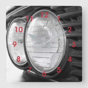 Vintage BMW-Scheinwerfer Quadratische Wanduhr