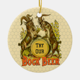 Vintage-Bockbierposter: Antike Ziegen-Saloon-Bar Keramik Ornament