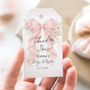 Vintage-Bogen-Blumen-Baby-Shower-Danke Geschenkanhänger