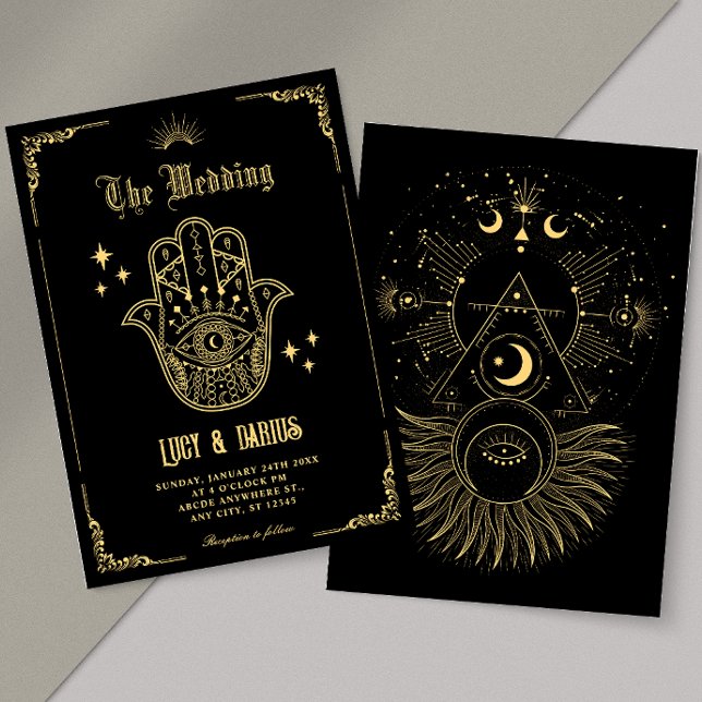 Vintage Bohemian art symbols wedding Einladung (Von Creator hochgeladen)