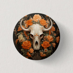 Vintage-Bohemien-Zuckerschädel-Blüte Button