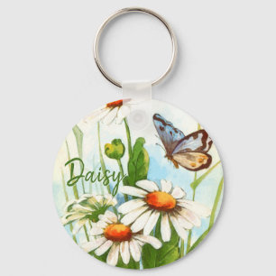 Vintage Bohemische Blume Boho Monogram Schlüsselanhänger