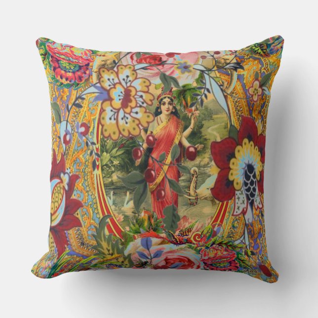 Vintage Bohemische Göttin Kissen (Vorderseite)