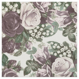 Vintage böhmische weiße Rosen Burgunders mit Stoff