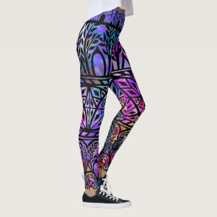 Vintage Boho Blues Glasmuster Leggings