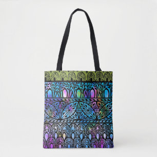 Vintage Boho Blues Vitrail Motif Sac fourre-tout