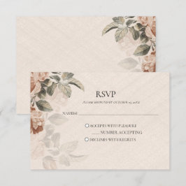 Vintage Boho Botanical RSVP Rustic Terracotta Karte