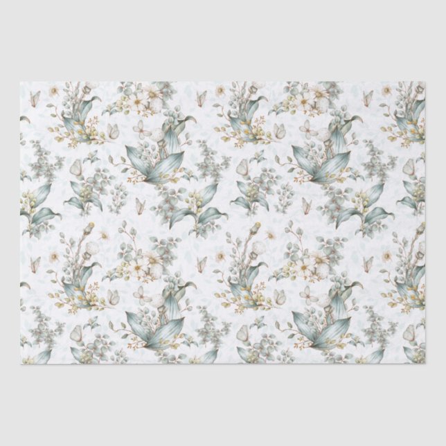 Vintage Boho Botanische Blumenläppchen Dekoupage Seidenpapier (Vorderseite)