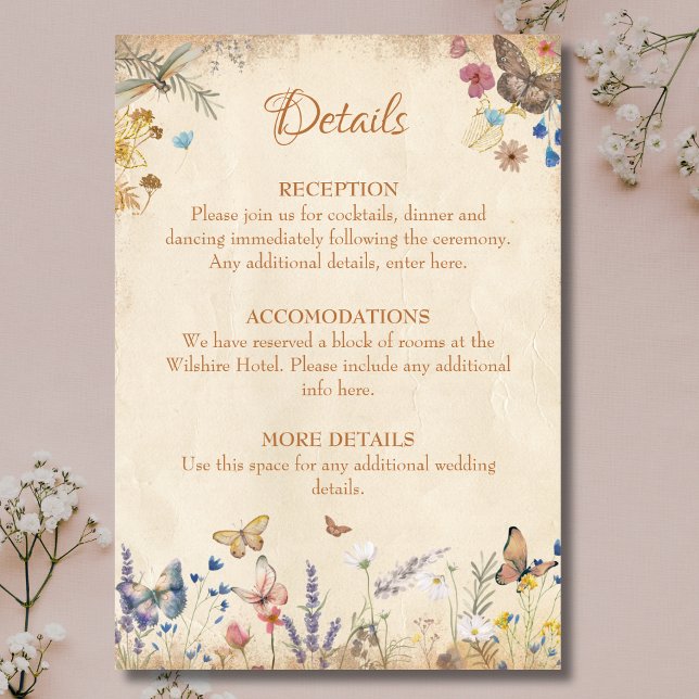 Vintage Boho Butterfly Garden Einschließungskarte Begleitkarte (Von Creator hochgeladen)