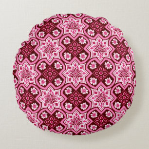 Vintage Boho Chic Blumenmuster Rundes Kissen
