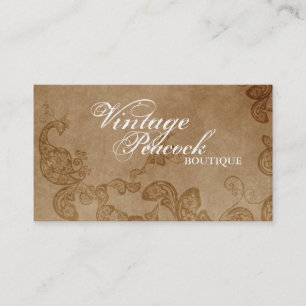 Vintage Boho Chic Paisley Elegante Blumen Pfau Visitenkarte