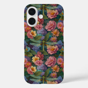 Vintage Boho Chic Pastell Blumen Garten Libelle iPhone 16 Hülle