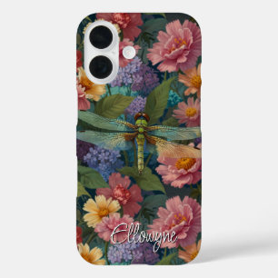 Vintage Boho-Chic Pastell-Blumen-Garten-Libelle  iPhone 16 Hülle