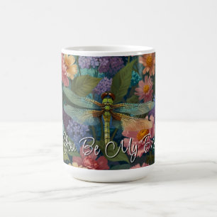 Vintage Boho Chic Pastell Blumen Garten Libelle  Kaffeetasse