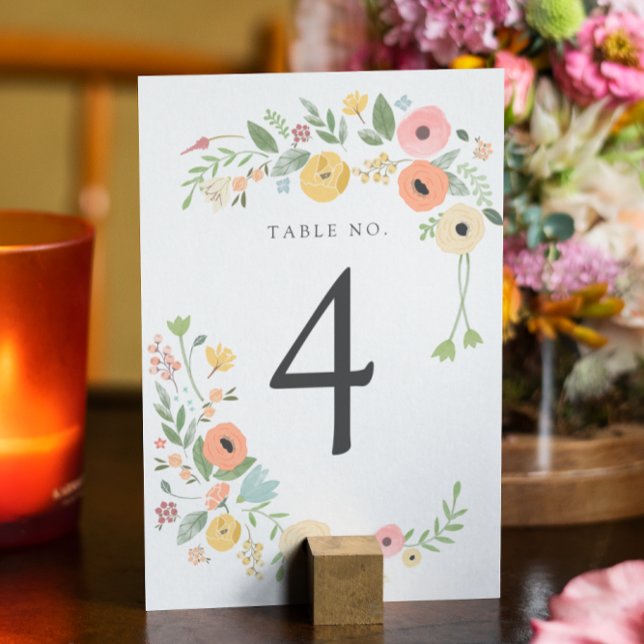 Vintage Boho Floral Mariage Numéro de table (Créateur téléchargé)