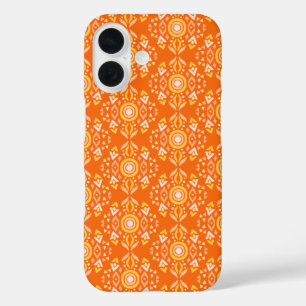 Vintage Boho-Formen Muster in Orange und Gelb iPhone 16 Hülle