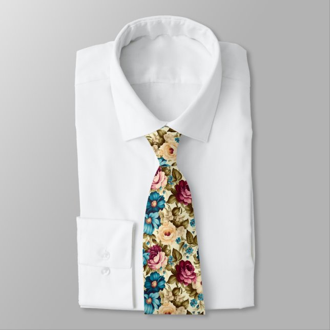 Vintage boho-französische antike Blume Krawatte (Gebunden)