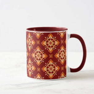 Vintage-Boho-Geometrisches-Blumenmuster Tasse