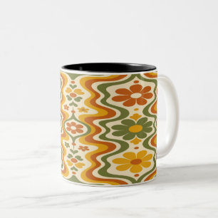 Vintage Boho Keramik-Tasse bedruckt mit Orange Zweifarbige Tasse