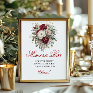 Vintage Boho Mimosa Bar Blush Burgunder Schild