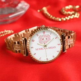 Vintage Boho Monogram Letters Couple’s Armbanduhr