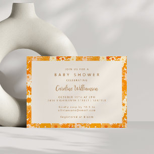 Vintage Boho Orange Florales Süßes Babyshower Einladung
